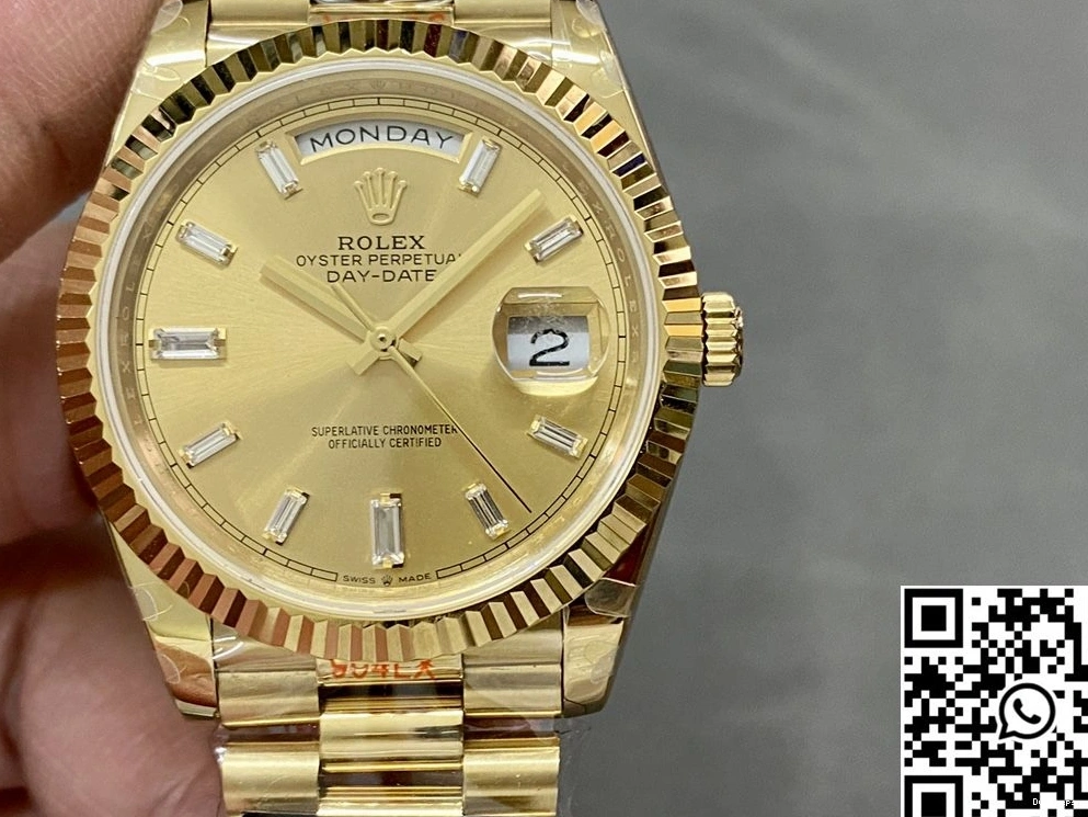 M228238-0005 Steel Rolex Day Dial Date Factory Diamond v5 Tungsten QF Hourmarker Gold 0208